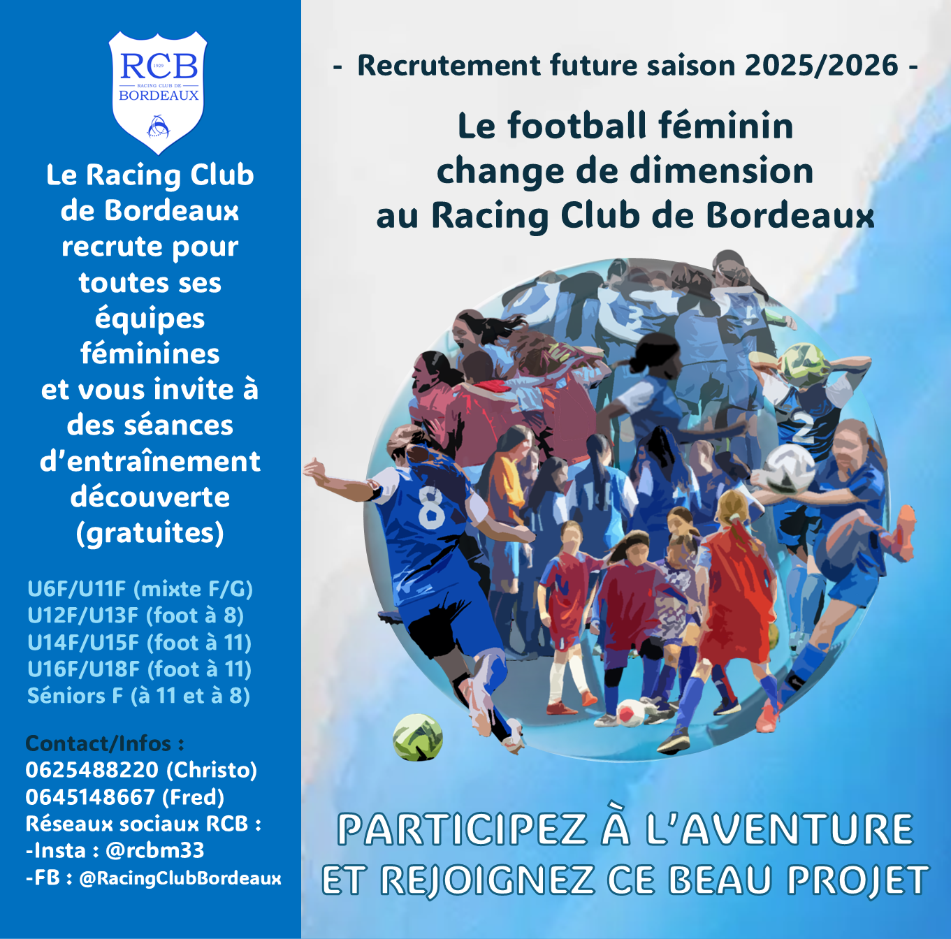 Le Racing Club de Bordeaux recrute pour toutes ses équipes féminines ...